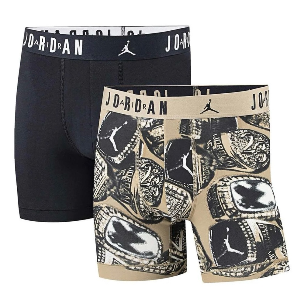 Jordan Flight Cotton Stretch Boxer Briefs - Black/Tan - L (2 Pack)